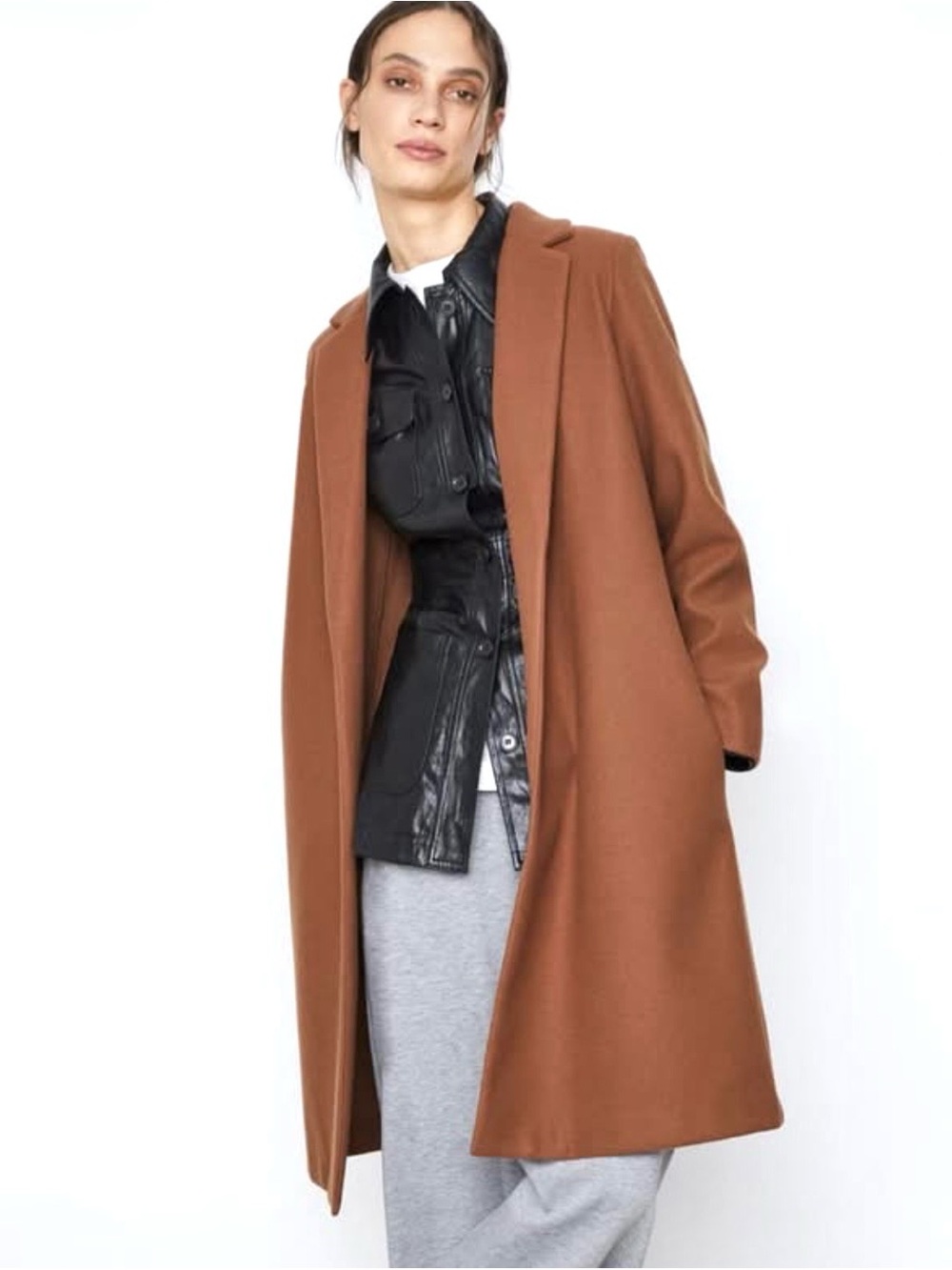 Zara Sz S Classic Tan Camel Open-Front Lapel Trench Coat 5070/920/756/S